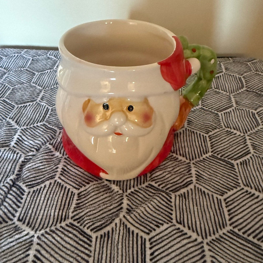 Atico Ceramic Base Santa Mug with Red Accents